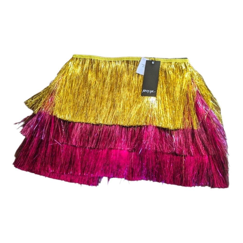 Nasty Gal Color Block Tinsel Fringe Shorts - Picture 5 of 7